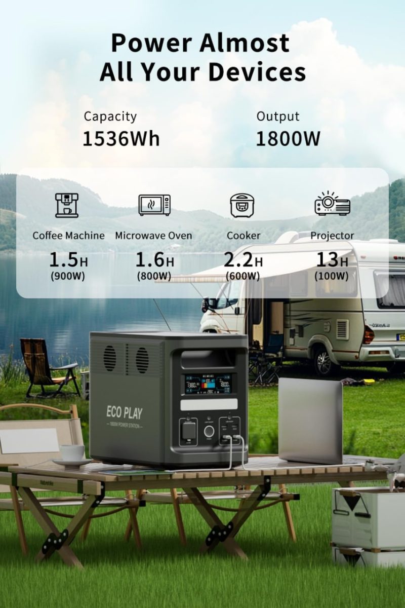 Statie portabila curent, 1800W (1536 Wh), LiFePO4, model EP1800 - imagine 3